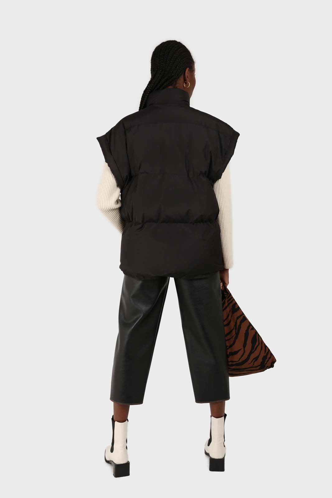 Black quilted zip up gilet