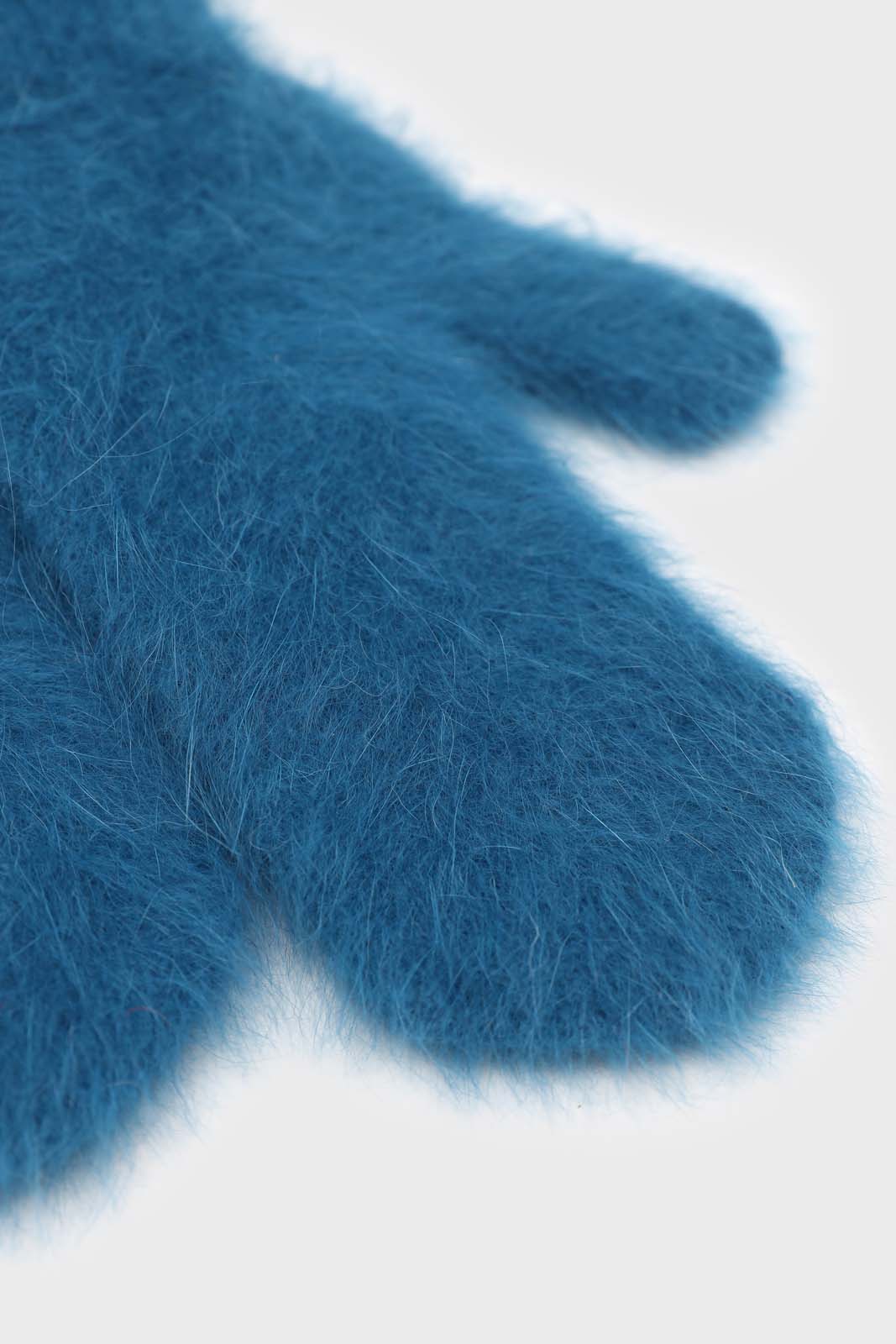 Bright mid blue mohair mittens
