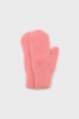 Pink mohair mittens