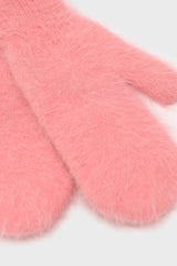 Pink mohair mittens