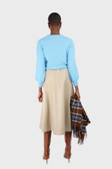 Aqua blue balloon sleeve angora jumper