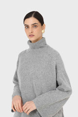 Charcoal ribbed angora wide fit turtleneck jumper