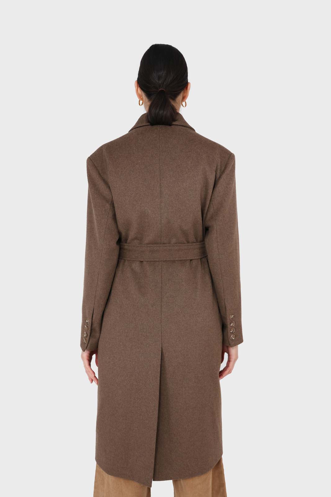 Brown double breasted wool blend coat