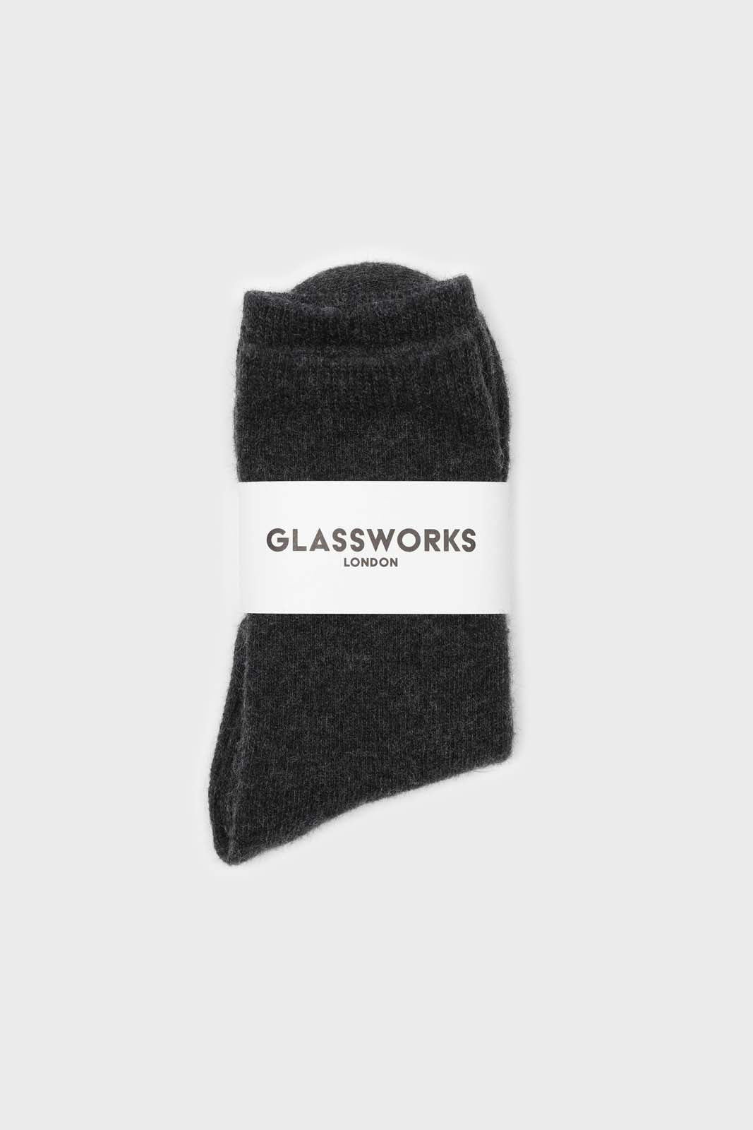 Charcoal smooth wool long socks