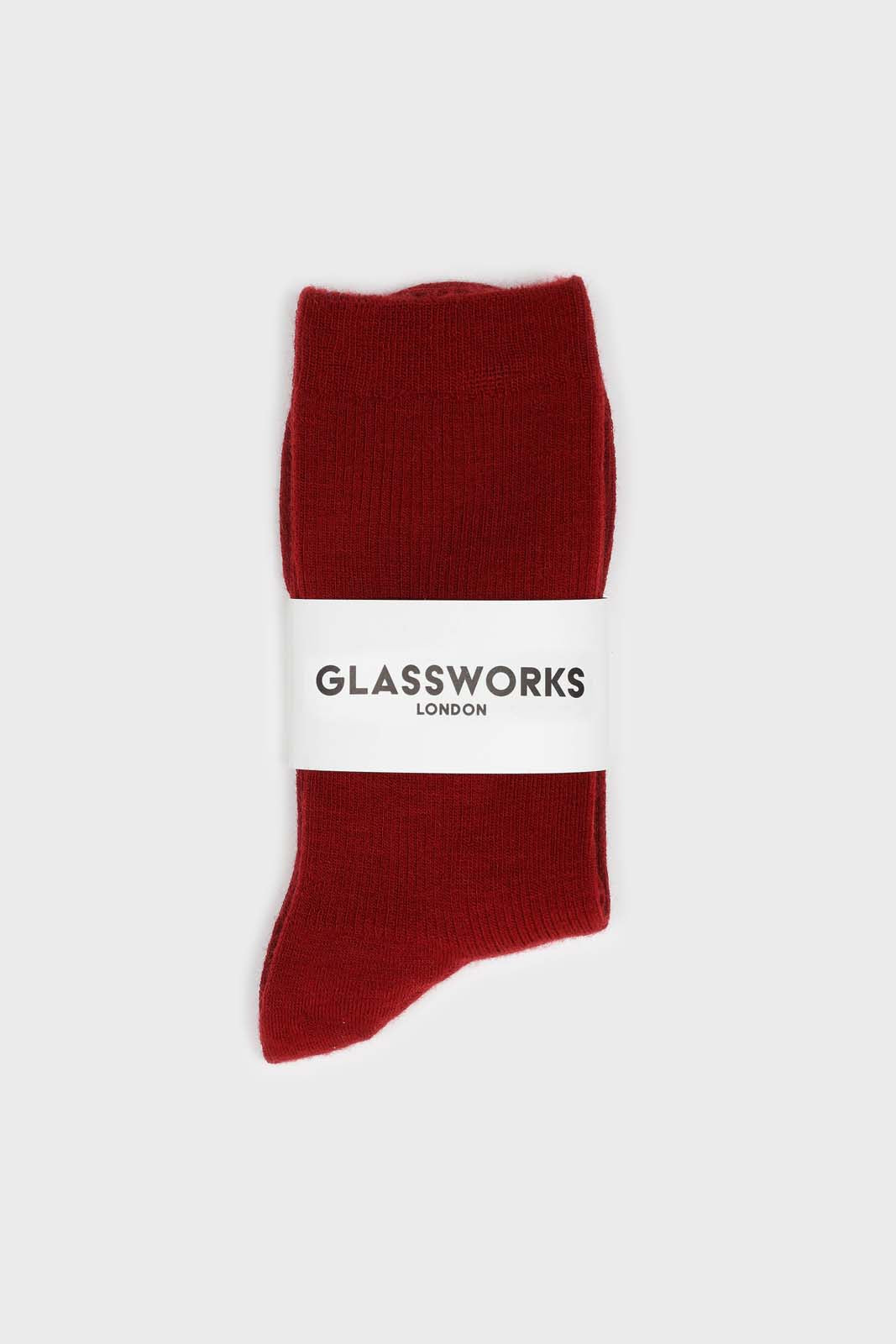 Deep red merino wool socks