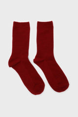 Deep red merino wool socks