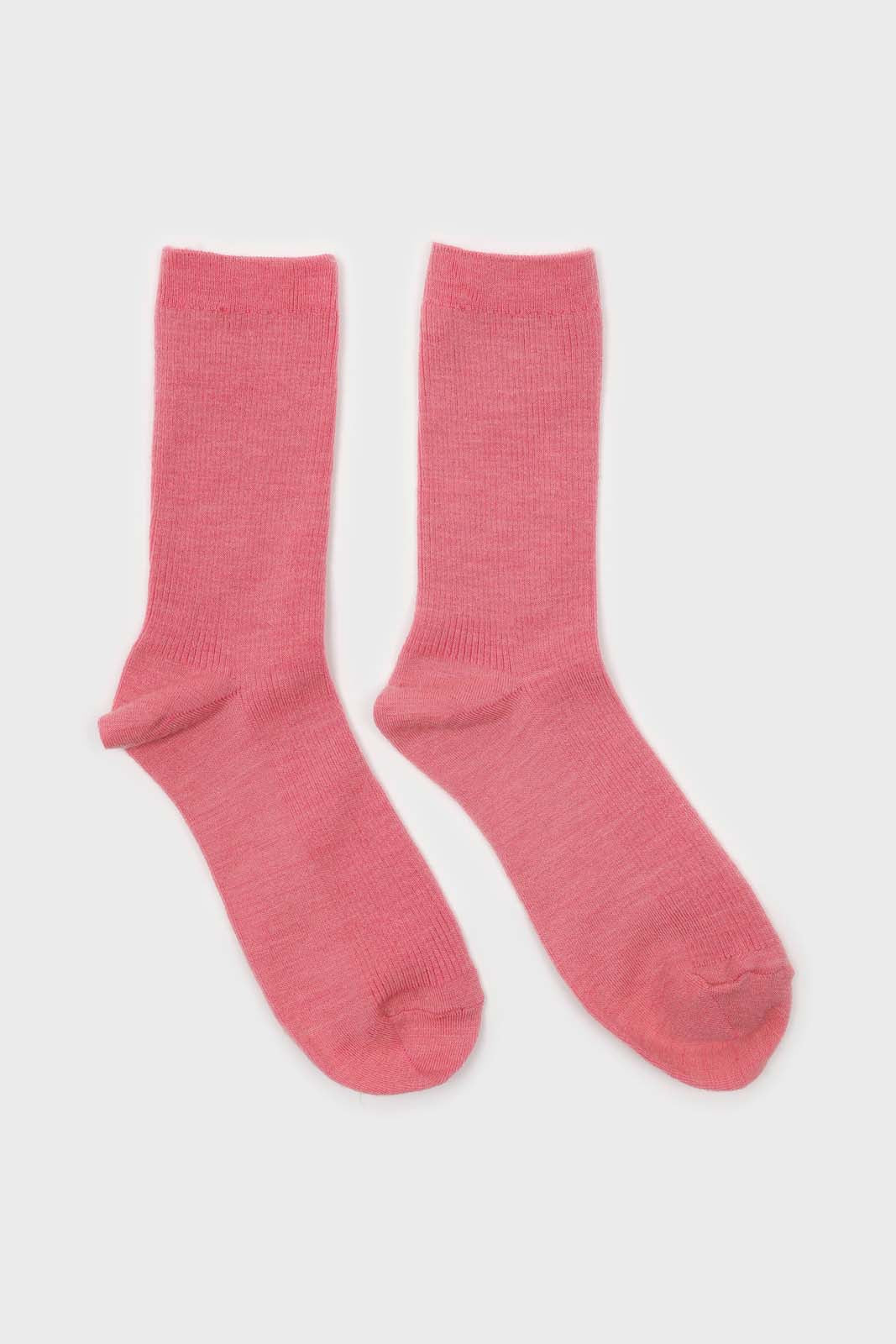 Deep pink merino wool socks