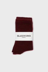 Burgundy smooth wool long socks