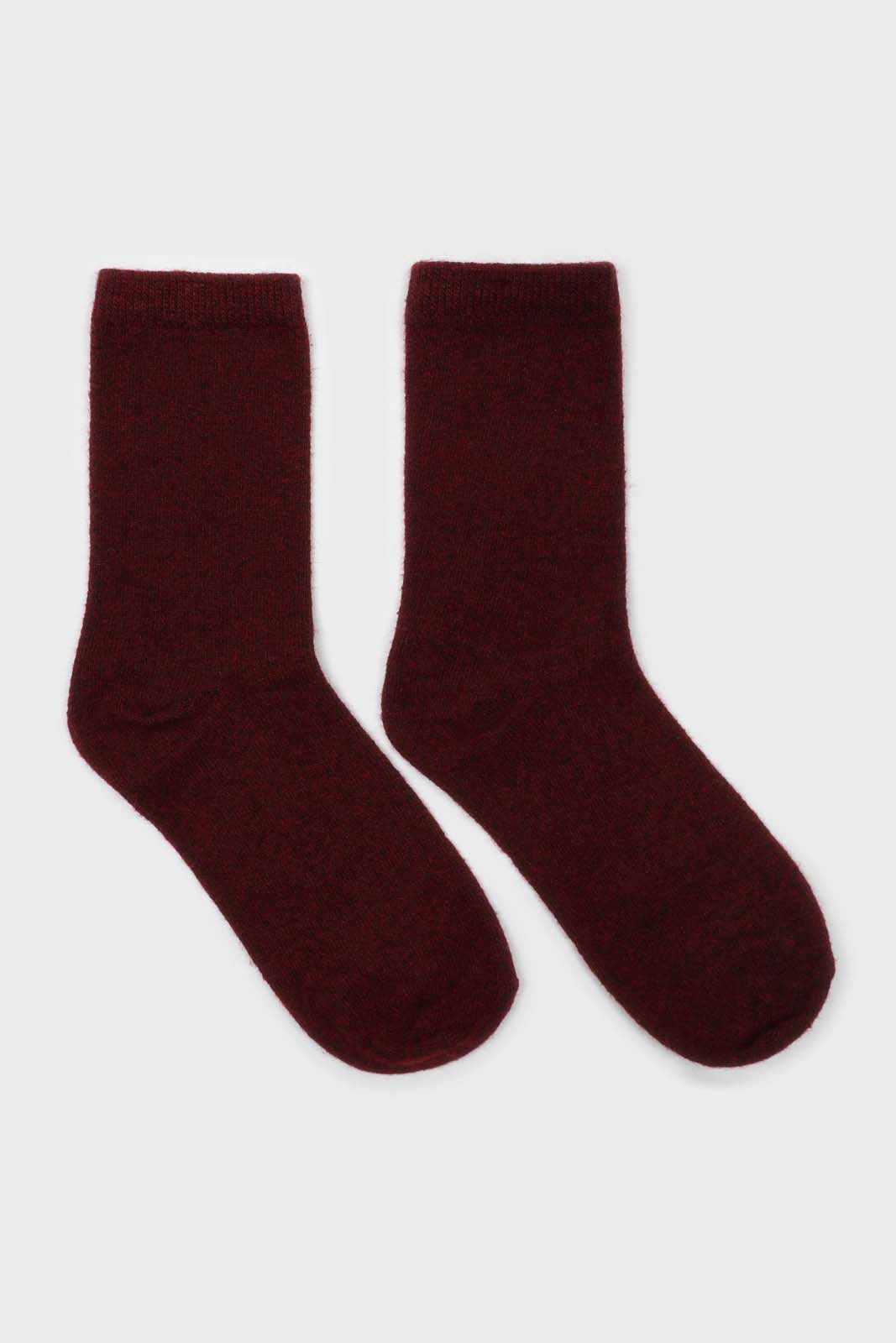 Burgundy smooth wool long socks