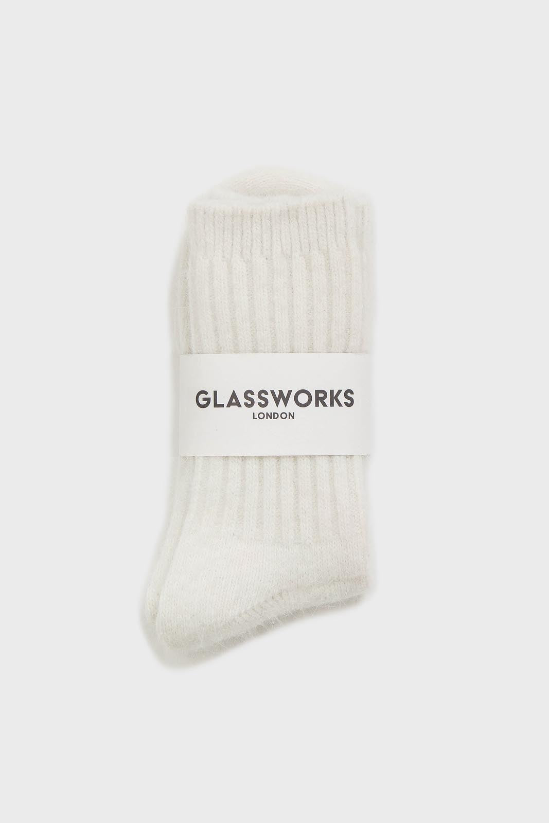Ivory angora ribbed socks