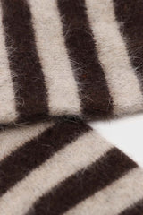 Brown and beige striped angora socks