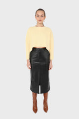 Pale yellow cross back crop front jumper