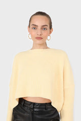 Pale yellow cross back crop front jumper