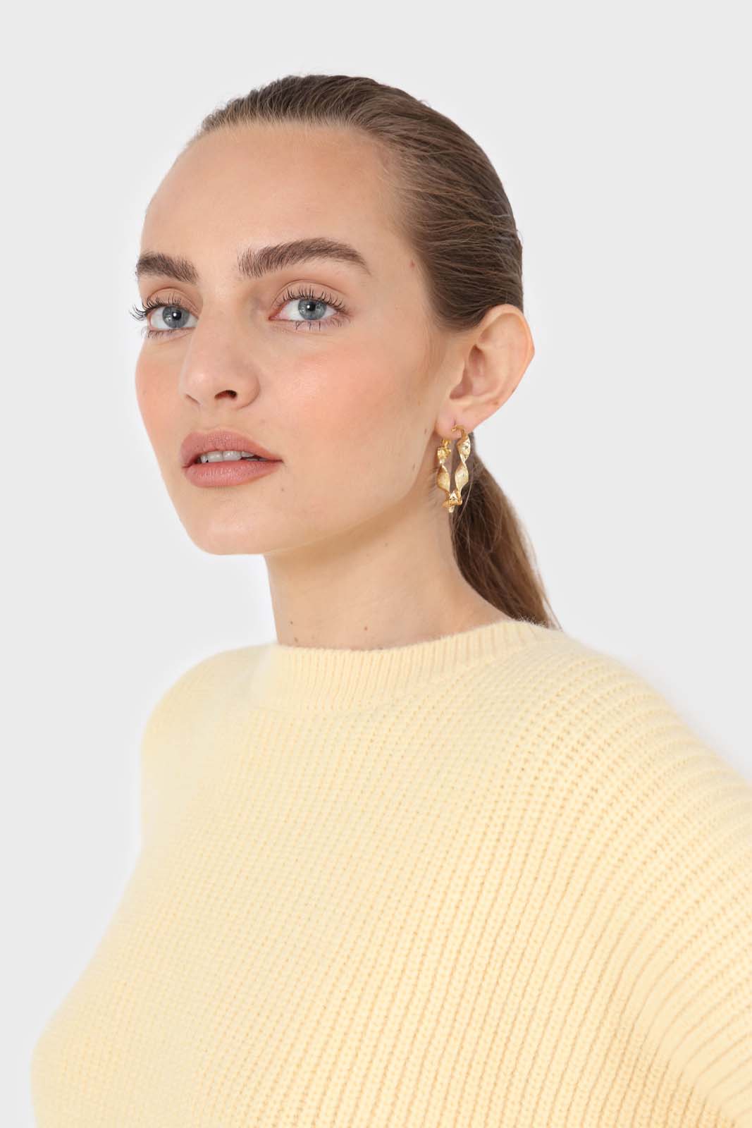 Pale yellow cross back crop front jumper