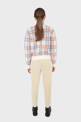 Beige ribbed velvet loose fit trousers