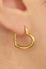 Gold small heart hoop earrings