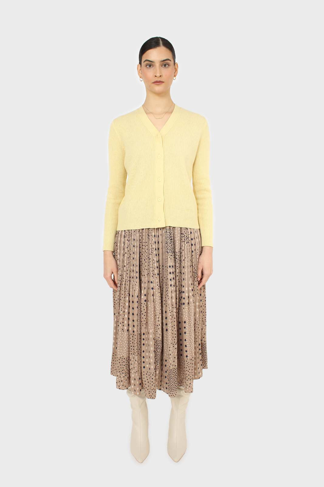 Pale yellow cashmere blend cardigan