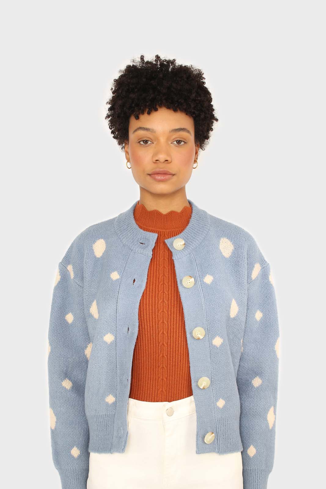 Blue and white dots cardigan