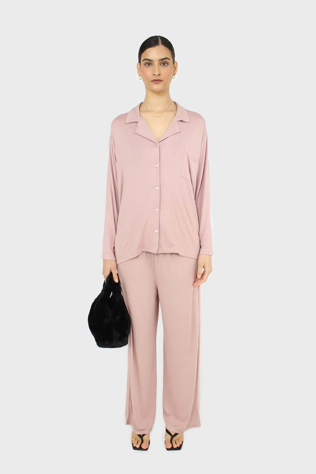 Pink jersey pajama bottoms