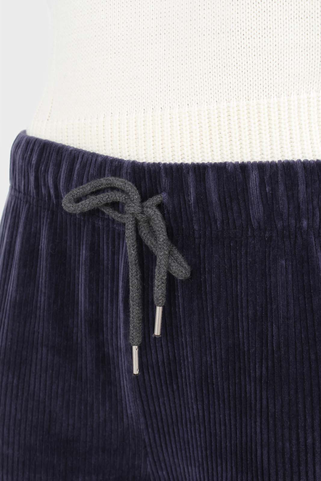 Navy velvet ribbed trousers