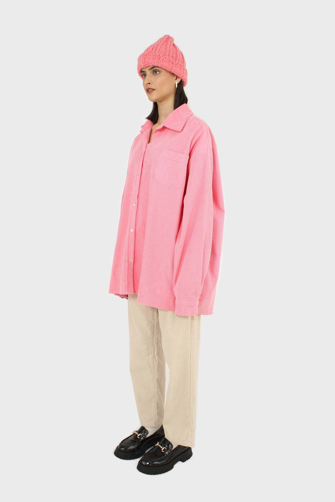 Neon pink corduroy oversized shirt