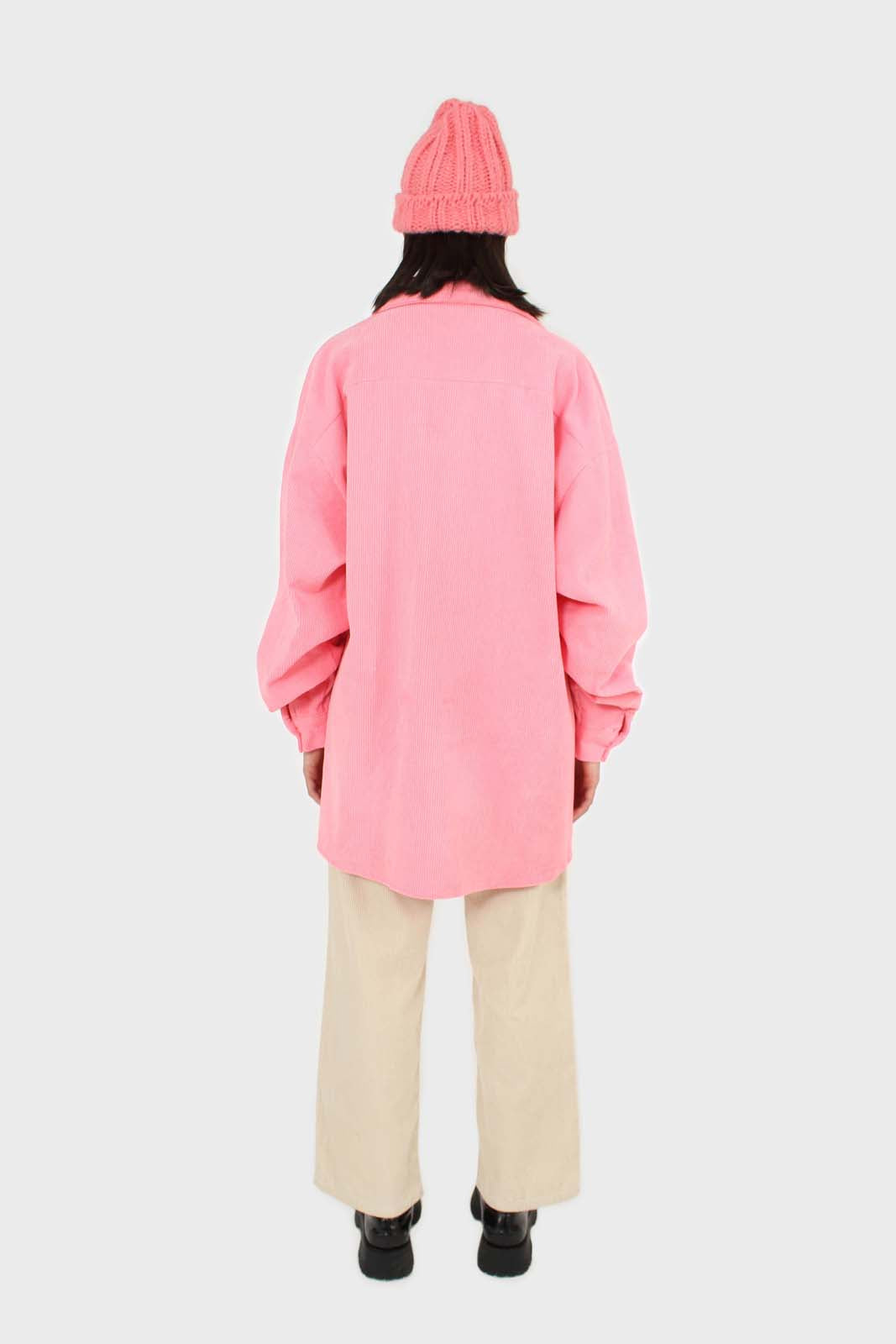 Neon pink corduroy oversized shirt