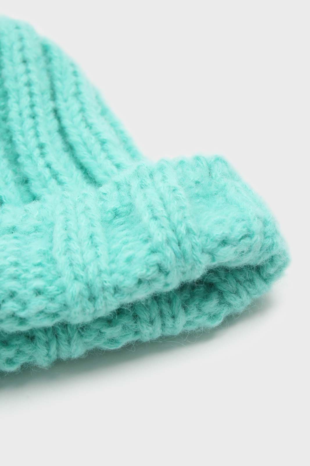 Mint large ribbed wool beanie hat