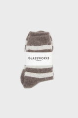 Cocoa and beige striped angora socks