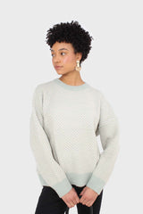 Mint herringbone fitted crew neck jumper