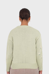 Green embroidered daisies cardigan