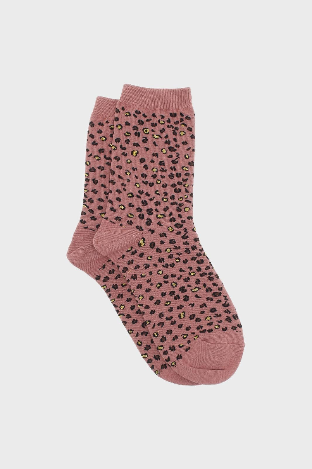 Pink and black metallic leopard print socks