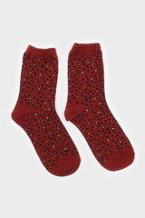 Red and black metallic leopard print socks