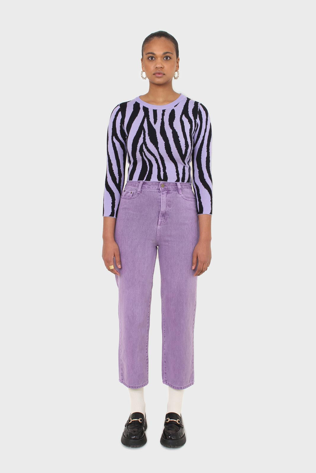 Lilac and black zebra cropped top
