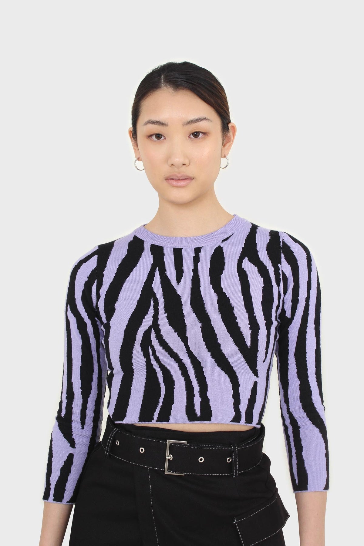 Lilac and black zebra cropped top