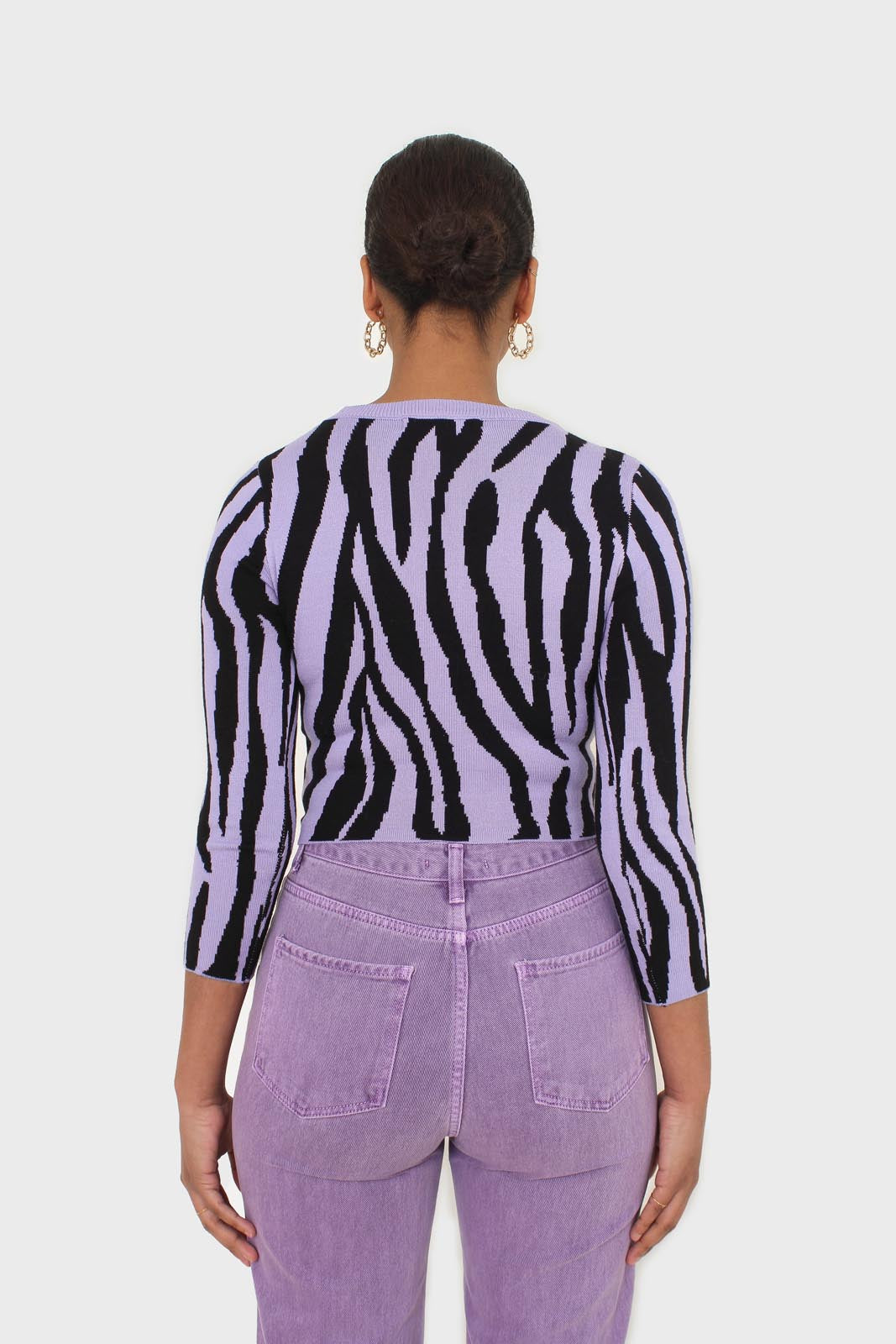Lilac and black zebra cropped top