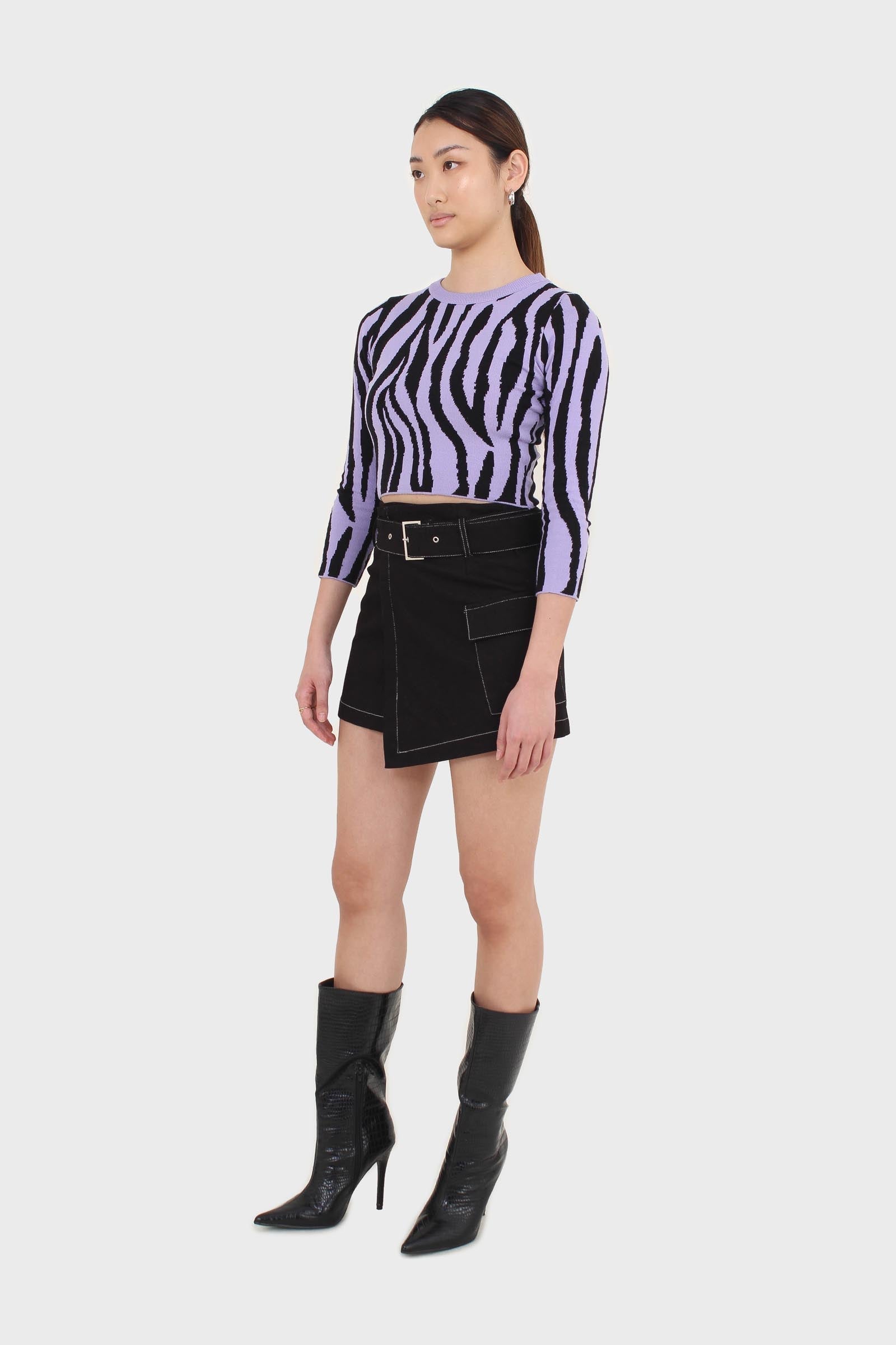 Lilac and black zebra cropped top