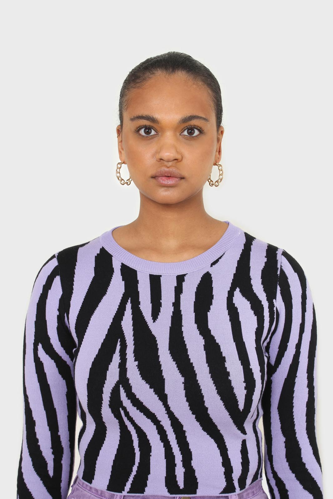 Lilac and black zebra cropped top