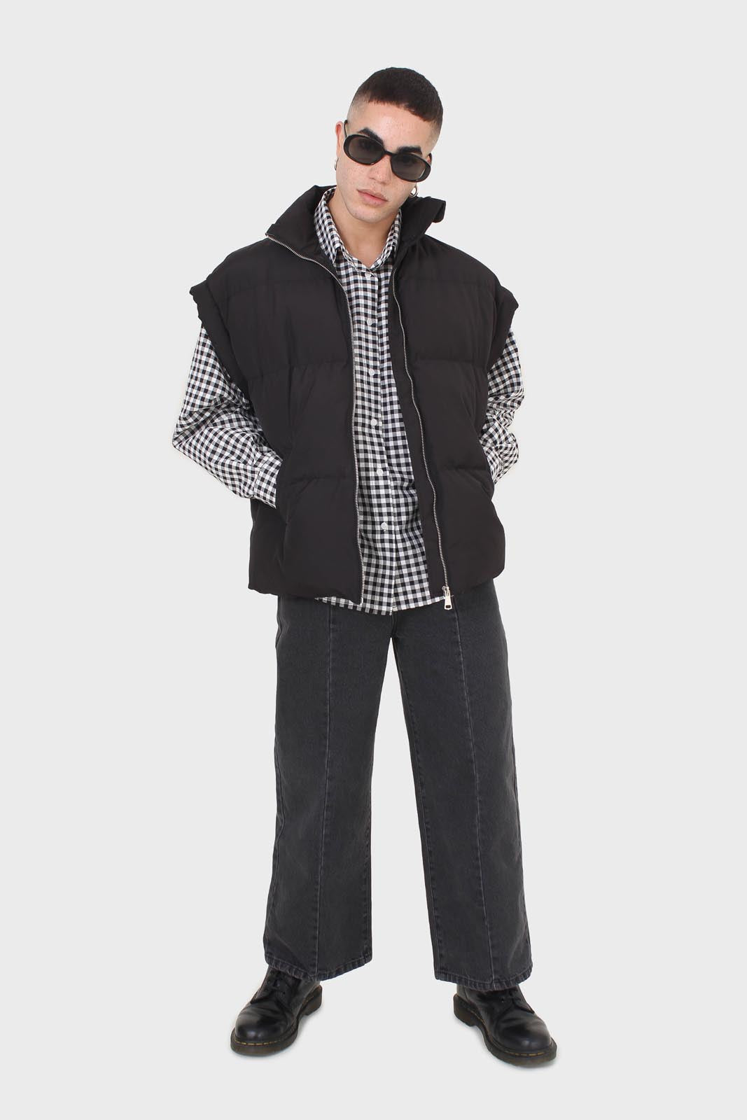 Black and white gingham oversized shirt