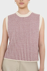 Ivory and red patterned vest