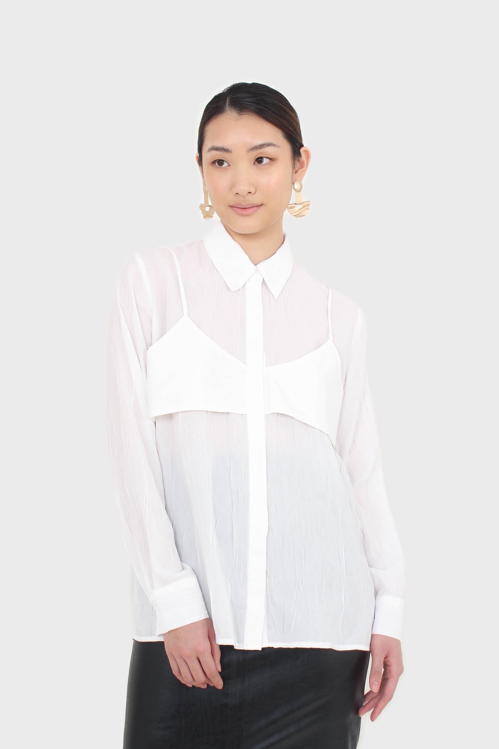 White bustier wrinkle blouse