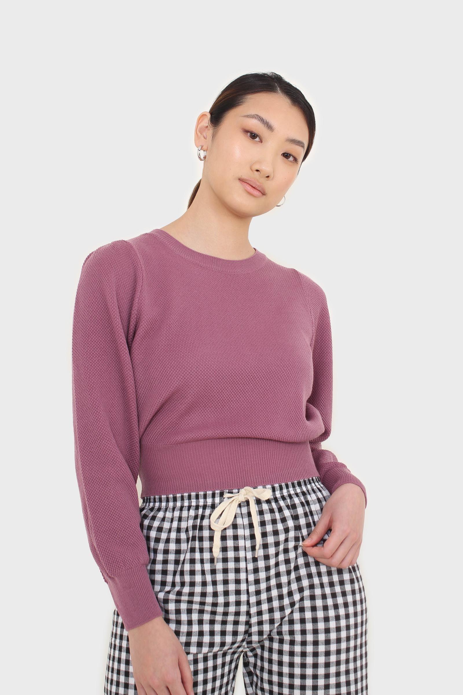 Black and white gingham loose fit trousers