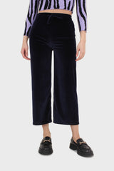 Navy velvet loose fit trousers