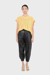 Black vegan leather jogging trousers