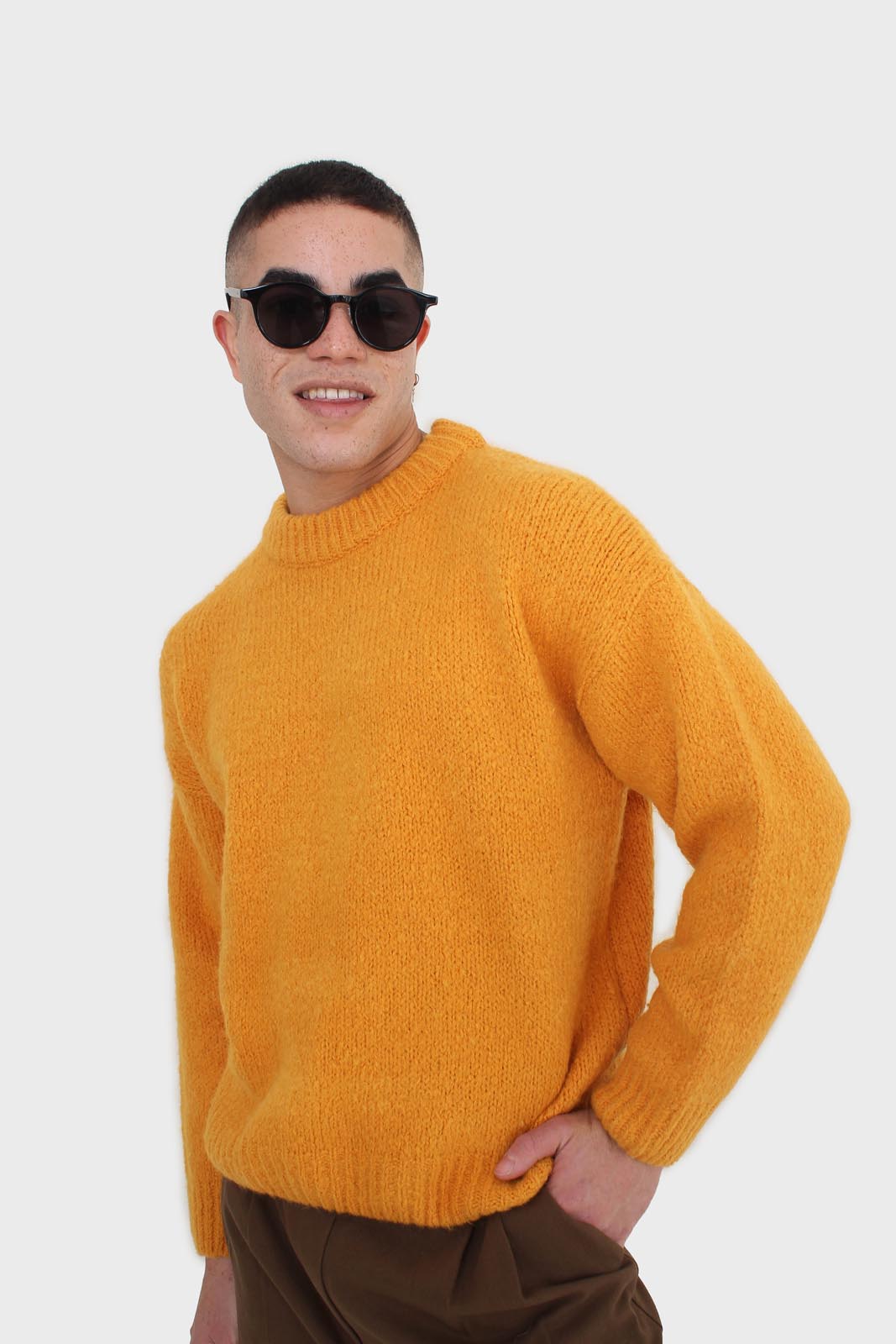 Bright orange oversized crew neck jumper