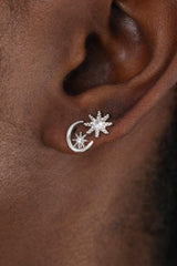 Silver moon and star diamante earrings