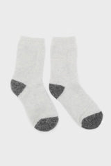 Ivory and charcoal furry color block angora socks