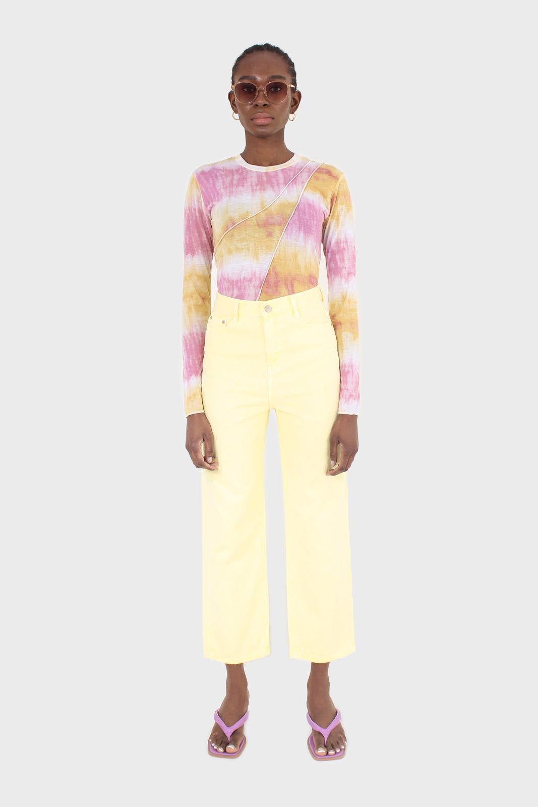 Pink and orange tie dye cropped top