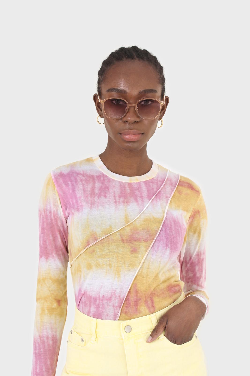 Pink and orange tie dye cropped top