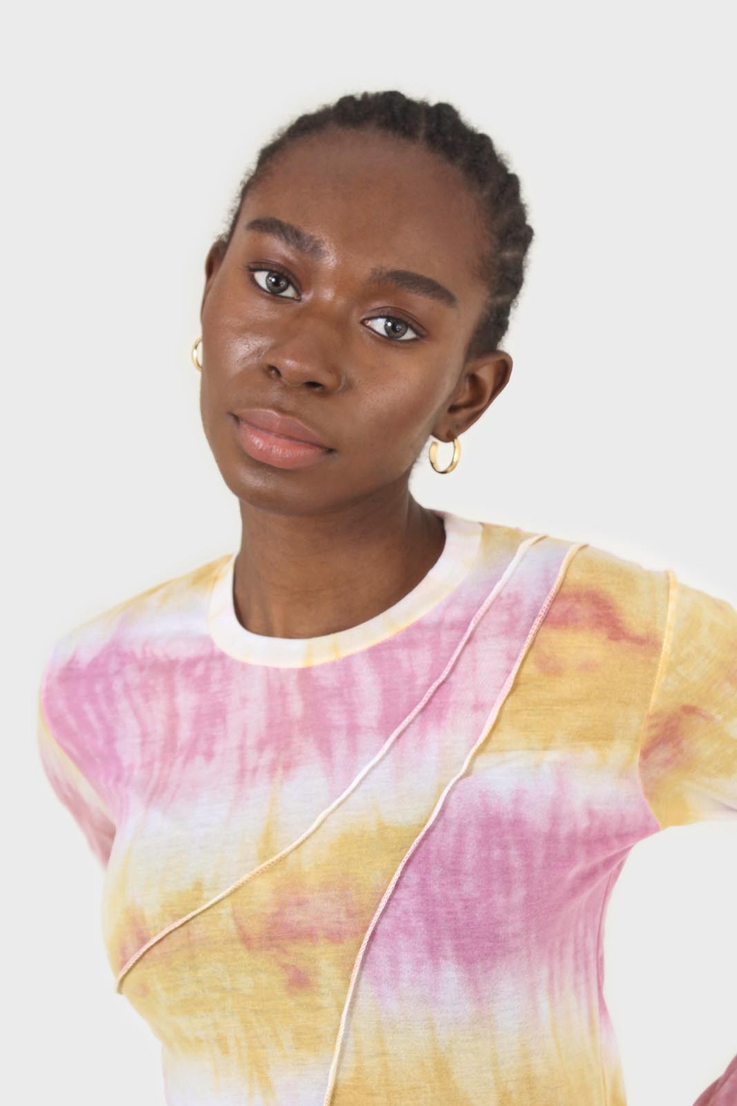 Pink and orange tie dye cropped top