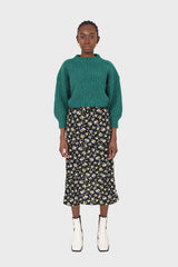 Black and mustard floral print skirt